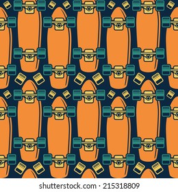 Seamless pattern with the image of longboard. For the production of tissue