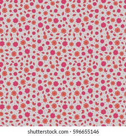 Seamless pattern with image of a many cute flowers on a gray background. Small flowers. Vector illustration.