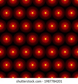 seamless pattern with the image of many red and yellow lights on a dark background for prints on fabrics, packaging, as well as for decorating studios, party rooms, discos