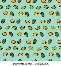 Seamless pattern with the image of Olives. Vector illustration. Design can be used for textiles, wallpaper, clothing, wrapping paper.