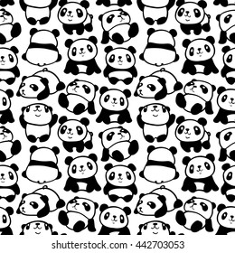 Patrón sin inconvenientes con la imagen de un panda. Ilustración vectorial.