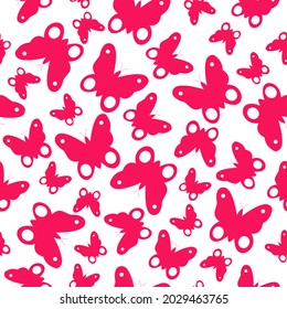 Seamless pattern with the image of pink butterflies. Abstract image of a butterfly. Design for textiles, tapestries, packaging, environmental background of the poster.