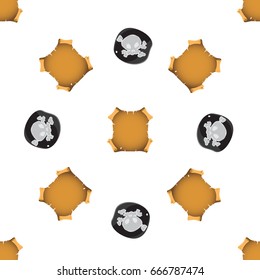 Seamless pattern with the image of a pirate black label and vintage paper.