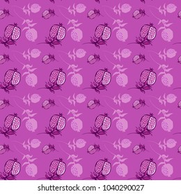 Seamless pattern image of pomegranate. Vector.