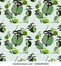 Seamless pattern image of pomegranate. Vector.