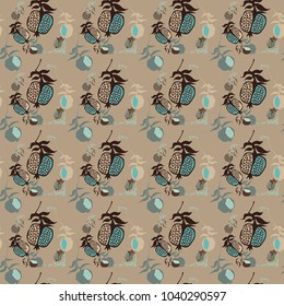 Seamless pattern image of pomegranate. Vector.