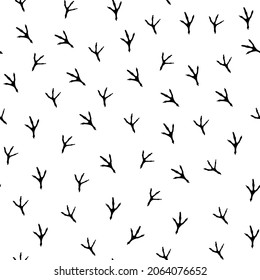 Seamless pattern with the image of the print of the paws of the birds. Design for paper, textile and decor. Vector illustration.