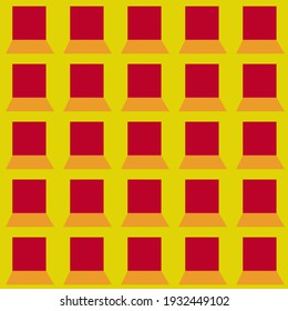 seamless pattern with the image of red squares on a yellow background for prints on fabric and wall decoration