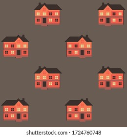 Seamless pattern with the image of rural village houses or a vegetable garden. Children's print for wallpaper, curtains, wrapping paper, bedding or a postcard. Minimalistic ornament. EPS 10
