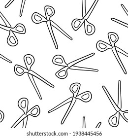 Seamless pattern with the image of scissors. Funny black and white print. Design for textiles, paper and decor.