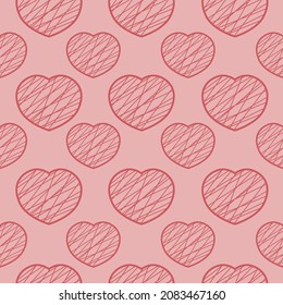Seamless pattern with the image of shaded hearts. Pattern for Valentine s Day. Pink pattern for print and packaging. Vector illustration