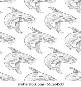 Seamless pattern with the image of a shark for the design of packaging, textiles, wallpaper.