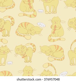 Seamless pattern with the image of the striped cats.