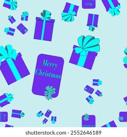 padrão perfeito com a imagem de um cartão de Natal vetor, caixa de presente com um arco, para o design de impressões no estilo das férias de Ano Novo