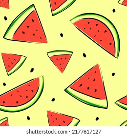 Seamless pattern. Image of a watermelon. Vector graphics.