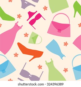 Seamless pattern with the image of women's clothing