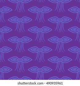 Seamless pattern. Imaginary fantasy pattern. Hand-drawn ornament. Vector illustration