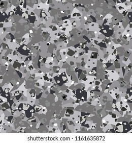 Seamless pattern imitating a stone slice. Marble or granite texture. Numerous granular inclusions are present.