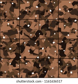 Seamless pattern imitating a stone slice. Marble or granite texture. There is a pseudo-relief in the form of an average of square tiles.