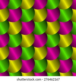 Seamless pattern with imitation of colorful metal round scales for endless party backgrounds, textures and other creative designs. Editable vector. Eps 10