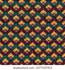 Seamless pattern with imitation of embroidery. Geometric print for textiles, home decor, pillows, blankets, carpets. Vector illustration.