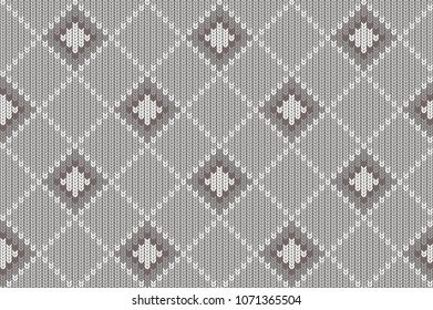 Seamless pattern with imitation knit.
A simple geometric background. Vector illustration. Checkered pattern in the shape of a cage and a rhombus. Repeat of squares. Prints for fabric, design items.