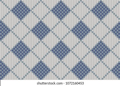 Seamless pattern with imitation knit.
A simple geometric background. Vector illustration. Checkered pattern in the shape of a cage and a rhombus. Repeat of squares. Prints for fabric, design items.