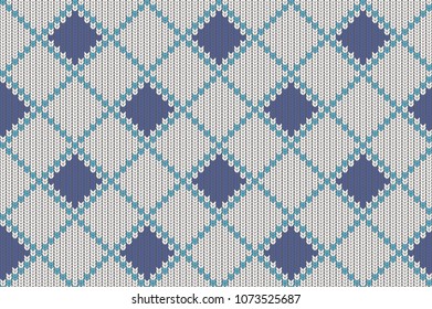 Seamless pattern with imitation knit.
A simple geometric background. Vector illustration. Checkered pattern in the shape of a cage and a rhombus. Repeat of squares. Prints for fabric, design items.