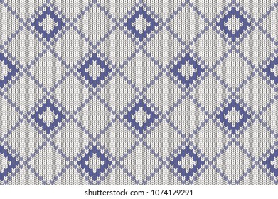 Seamless pattern with imitation knit.
A simple geometric background. Vector illustration. Checkered pattern in the shape of a cage and a rhombus. Repeat of squares. Prints for fabric, design items.