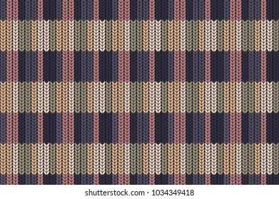 Seamless pattern with the imitation of a knitted product. Simple geometric forms. Decorative background for design, print in a simple modern style.  Drawing in a cage and a strip.