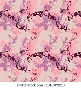 Seamless pattern with imitation of the marble. Rose and red inclusions on pink background with cracks. Usable for printing on wrapping paper, cloth and other surfaces, wallpaper or backdrop of site