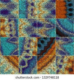 Seamless pattern. Imitation of a patchwork pattern of rough canvas. Vector image.
