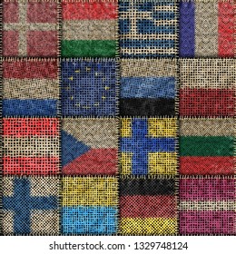 Seamless pattern. Imitation of a patchwork pattern of rough canvas. Vector image.