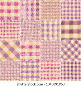 Seamless pattern. Imitation of a patchwork pattern of rough canvas. Vector image.