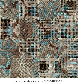 Seamless pattern. Imitation of a patchwork pattern of rough canvas squares. Vector image.