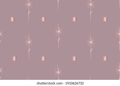 patrón sin fisuras con imitación de oro rosa, flor decorativa y cuadrado, gráficos vectoriales para cualquier diseño