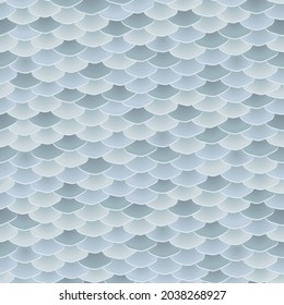 Seamless pattern. Imitation of scales of fish. Blue and grey scales with white lines. Marine background. Animal print.