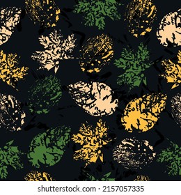 Seamless pattern with imprint forest leafs. cute pattern of beautiful prints of leaves painted watercolor by hand. Textiles, wrapping paper, wallpaper design.