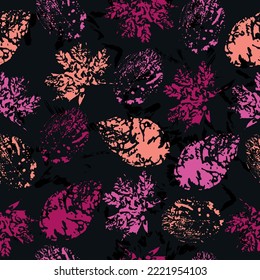 Seamless pattern with imprint forest leafs. cute pattern of beautiful prints of leaves painted watercolor by hand. Textiles, wrapping paper, wallpaper design.