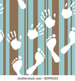 Seamless pattern - imprint hands and foots