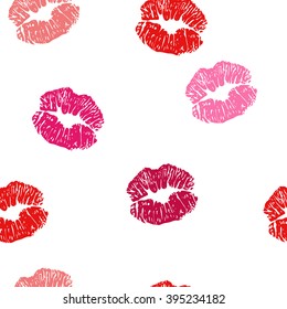 Seamless pattern with imprint of lipstick