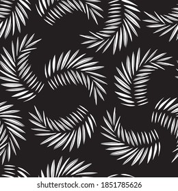 Seamless pattern with imprints of the leaves of palm leaves. Endless texture for the design of nature, fabric, decorative background. Vector stock illustration.