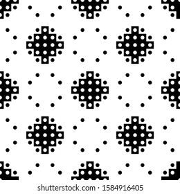 Seamless pattern. Inca crosses, circles image. Ethnic embroidery ornament. Tribal background. Ethnical folk wallpaper. Tribe motif. Ancient mosaic. Digital paper for web design, textile print. Vector.