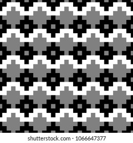 Seamless pattern with Inca crosses ornament. Ethnic embroidery background. Tribal wallpaper. Ethnical folk image. Tribe motif. Ancient mosaic. Digital paper for web design, textile print. Vector art.