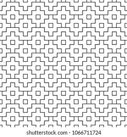 Seamless pattern with Inca crosses ornament. Ethnic embroidery background. Tribal wallpaper. Ethnical folk image. Tribe motif. Ancient mosaic. Digital paper for web design, textile print. Vector art.