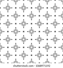 Seamless pattern with Inca crosses ornament. Ethnic embroidery background. Tribal wallpaper. Ethnical folk image. Tribe motif. Ancient mosaic. Digital paper for web design, textile print. Vector art.