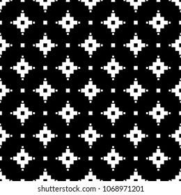 Seamless pattern with Inca crosses ornament. Ethnic embroidery background. Tribal wallpaper. Ethnical folk image. Tribe motif. Ancient mosaic. Digital paper for web design, textile print. Vector art.
