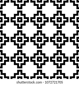 Seamless pattern with Inca crosses ornament. Ethnic embroidery background. Tribal wallpaper. Ethnical folk image. Tribe motif. Ancient mosaic. Digital paper for web design, textile print. Vector art.