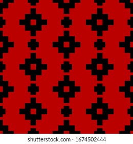 Seamless pattern. Inca crosses ornament. Ethnic embroidery background. Tribal wallpaper. Ethnical folk image. Tribe motif. Ancient mosaic. Digital paper for web design, textile print. Vector artwork.