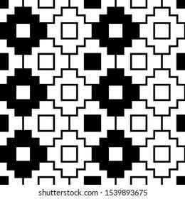 Seamless pattern. Inca crosses, squares ornament. Ethnic background. Tribal wallpaper. Folk image. Tribe motif. Ancient mosaic. Digital paper, web design, ethnical textile print. Vector artwork.